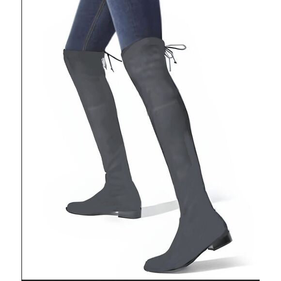 STUART WEITZMAN Lowland Slate Grey Suede Over The Knee Boot Size 9.5M - Picture 1 of 9